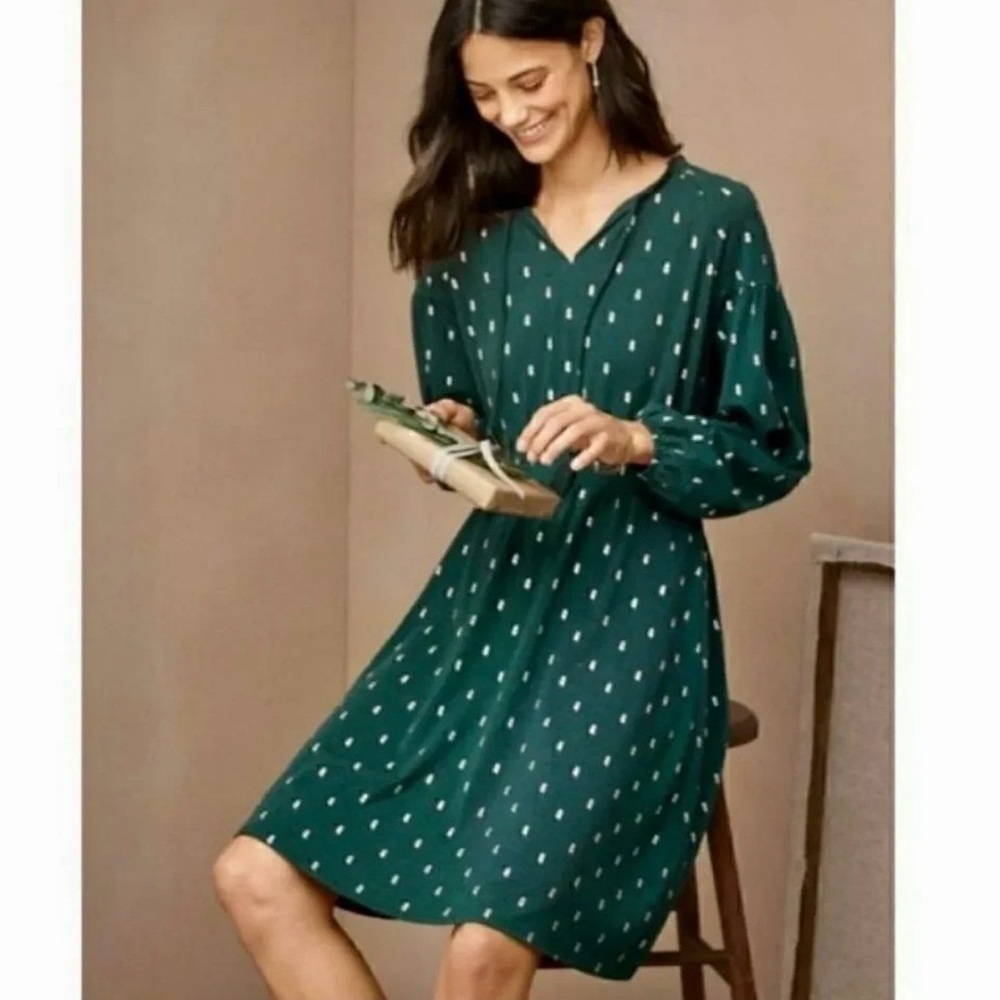 Garnet Hill Teal Long Sleeve Dress. Size M